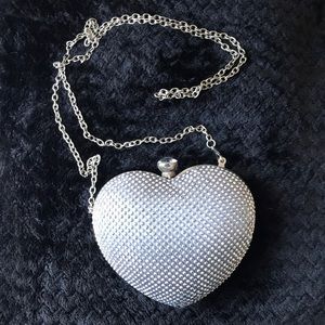 Caché Crystal Heart-Shaped Crossbody Convertible Purse